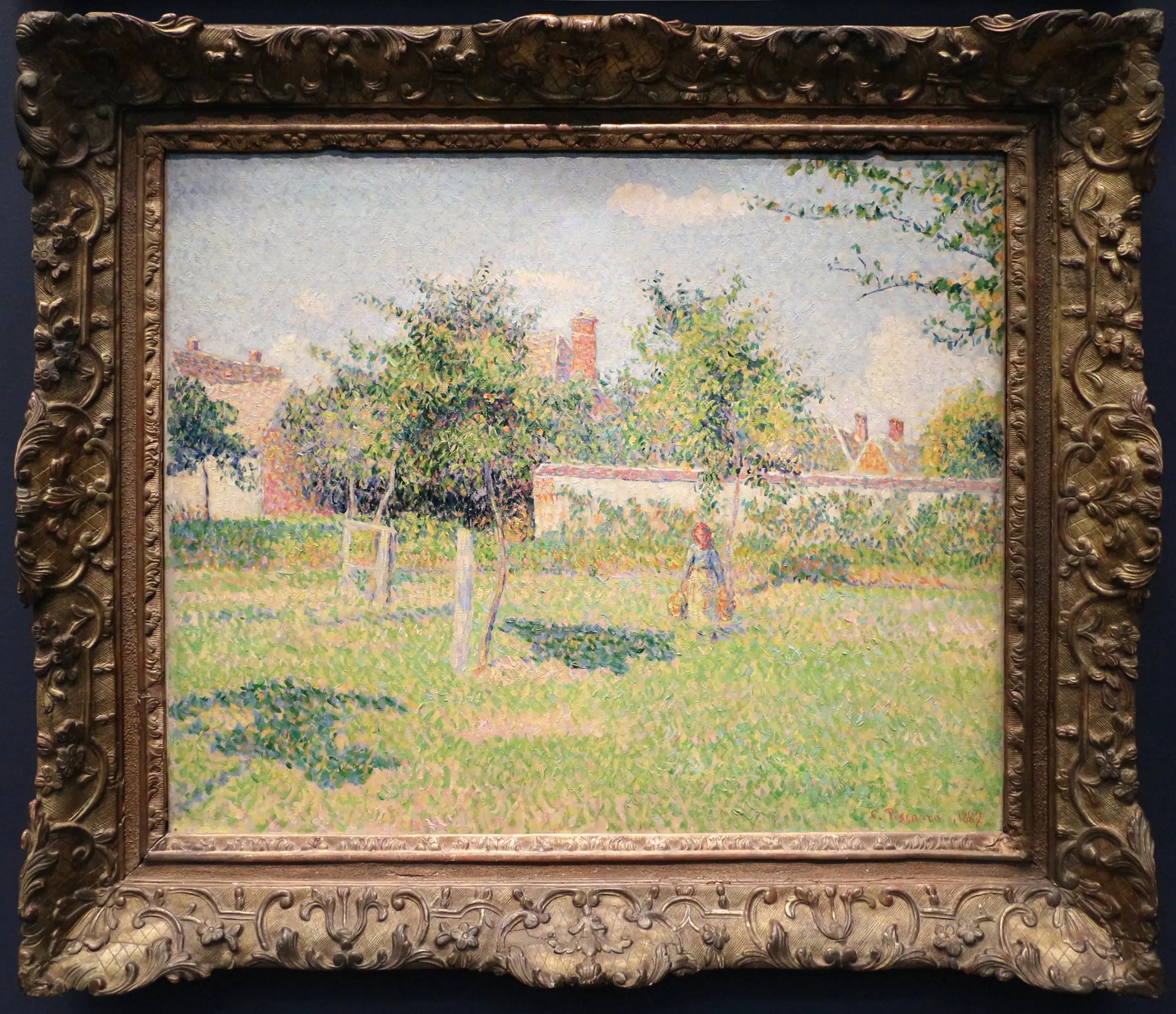 Reproduction du tableau « Femme dans un clos, soleil de printemps dans le pré à Éragny - Camille Pissarro » par Alpha Reproduction en peinture à l’huile
