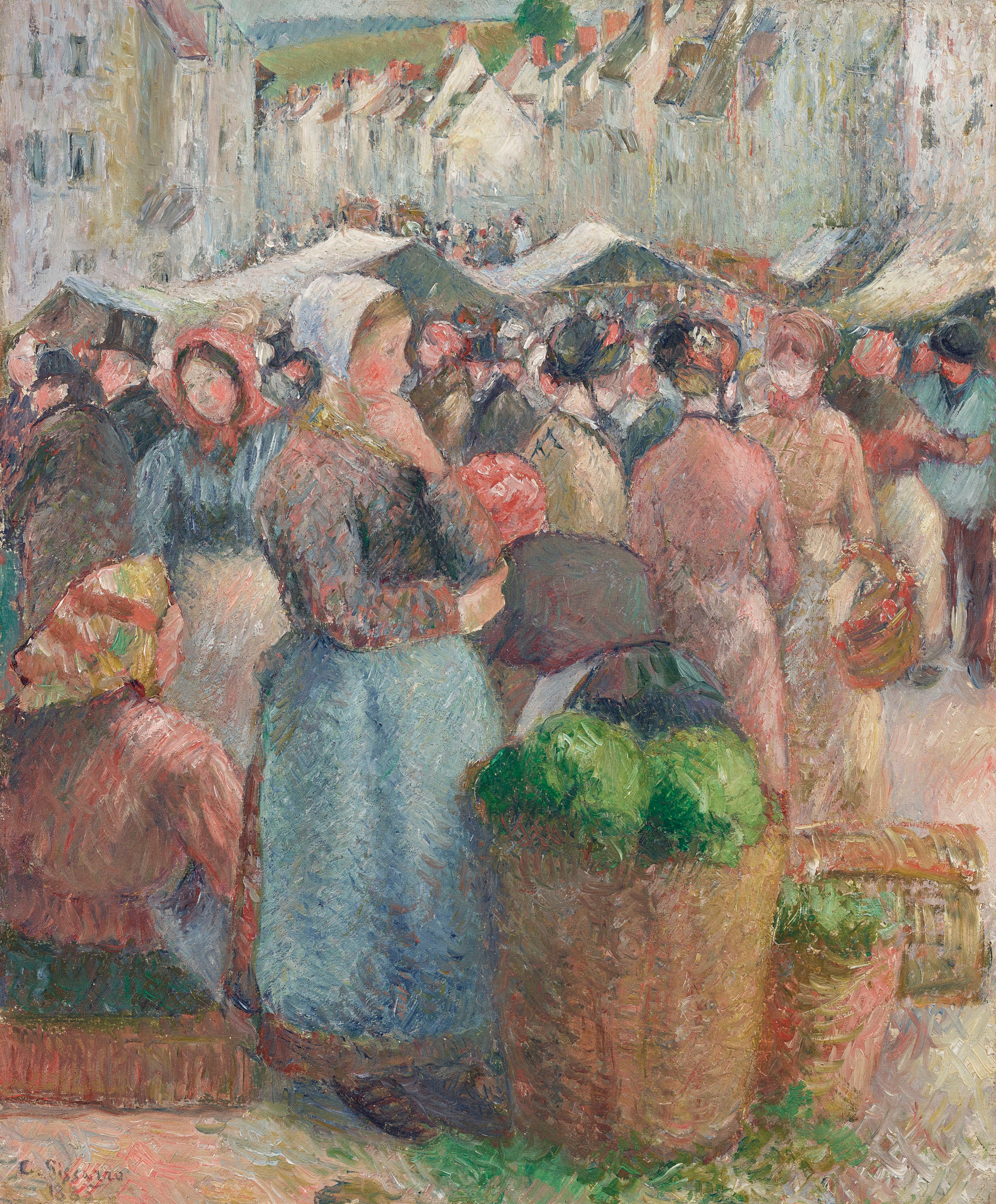 Reproduction du tableau « Le Marché de Gisors, Grande-Rue - Camille Pissarro » par Alpha Reproduction en peinture à l’huile