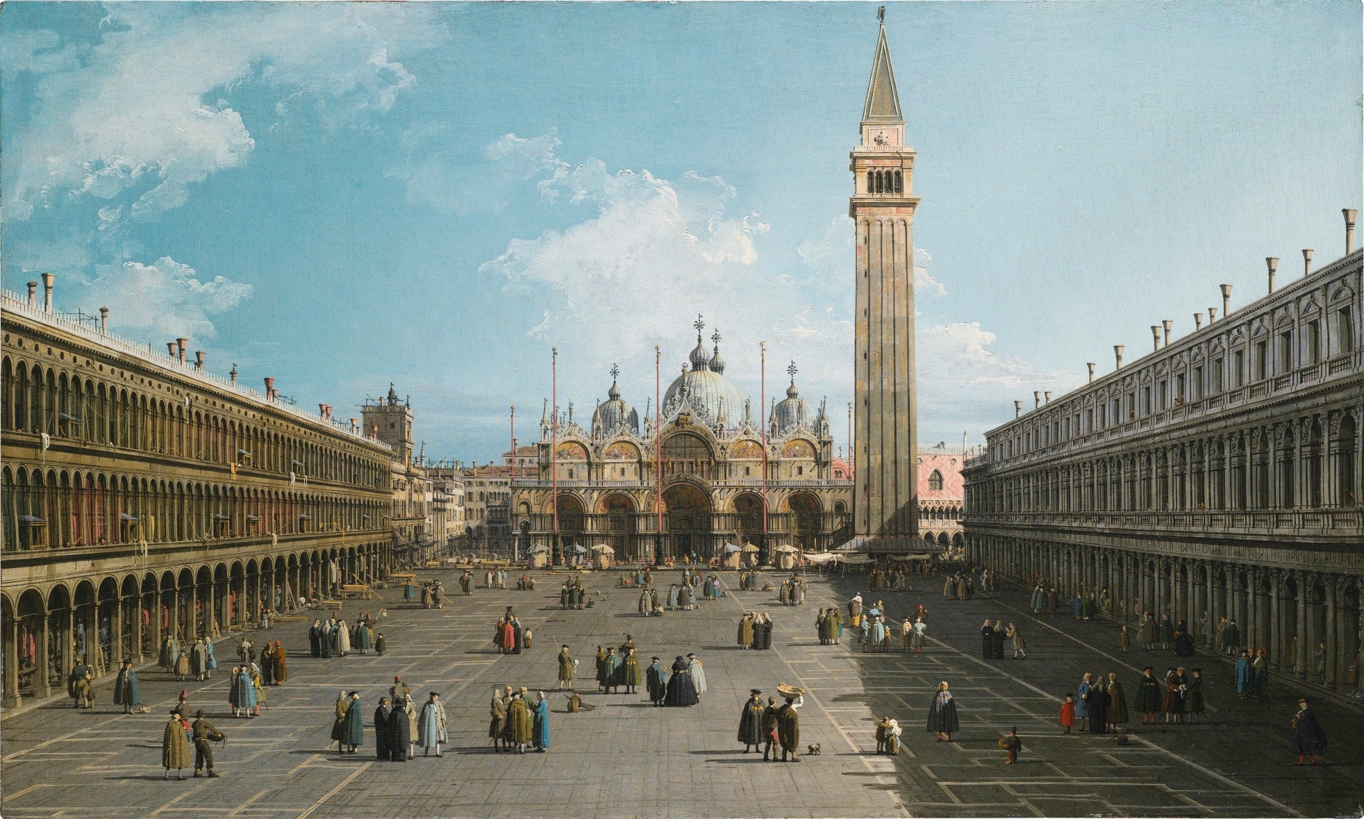 Venise : une vue de la place Saint-Marc regardant vers l'est en direction de la basilique - Canaletto