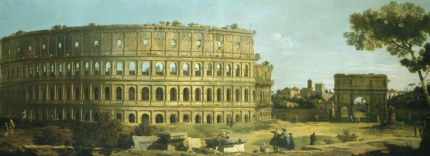 Rome : vue du Colisée et de l'Arc de Constantin - Canaletto