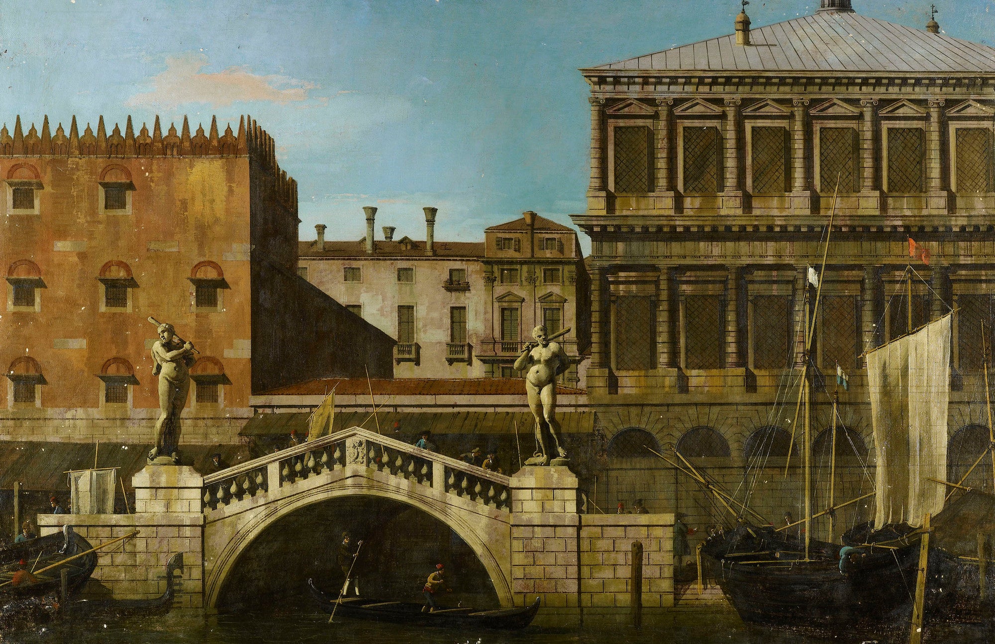 Venise : capriccio du Zecca et des greniers avec le Ponte della Pescaria - Canaletto