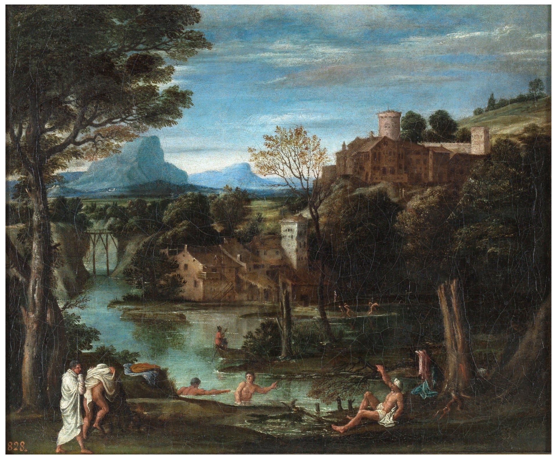 Paysage avec rivière et baigneurs - Annibale Carracci