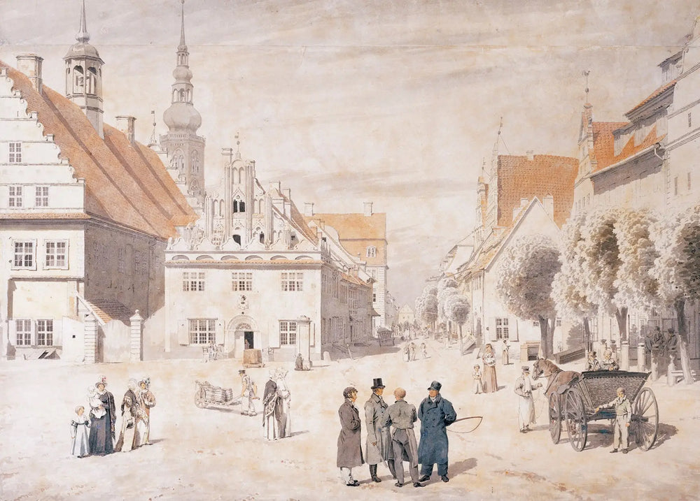 Reproduction du tableau « Le Marché de Greifswald - Caspar David Friedrich » par Alpha Reproduction en peinture à l’huile