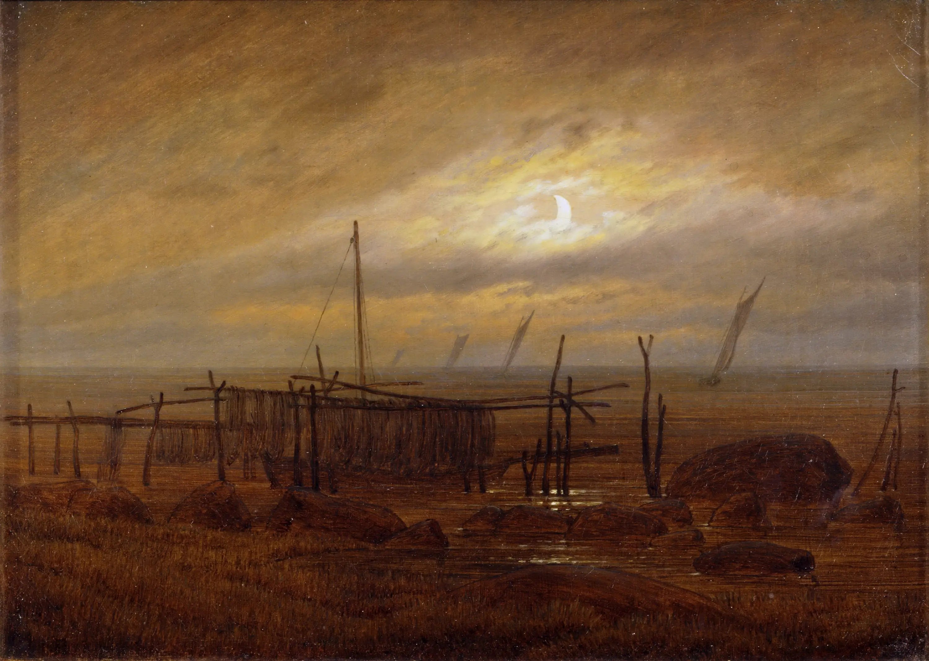 Reproduction du tableau « Bord de mer au clair de lune - Caspar David Friedrich » par Alpha Reproduction en peinture à l’huile