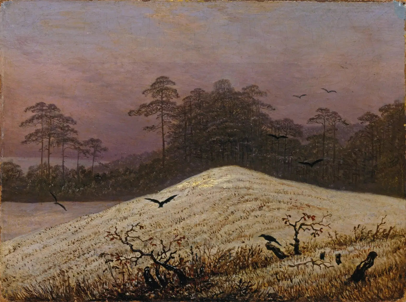 Reproduction du tableau « colline de neige avec des corbeaux - Caspar David Friedrich » par Alpha Reproduction en peinture à l’huile