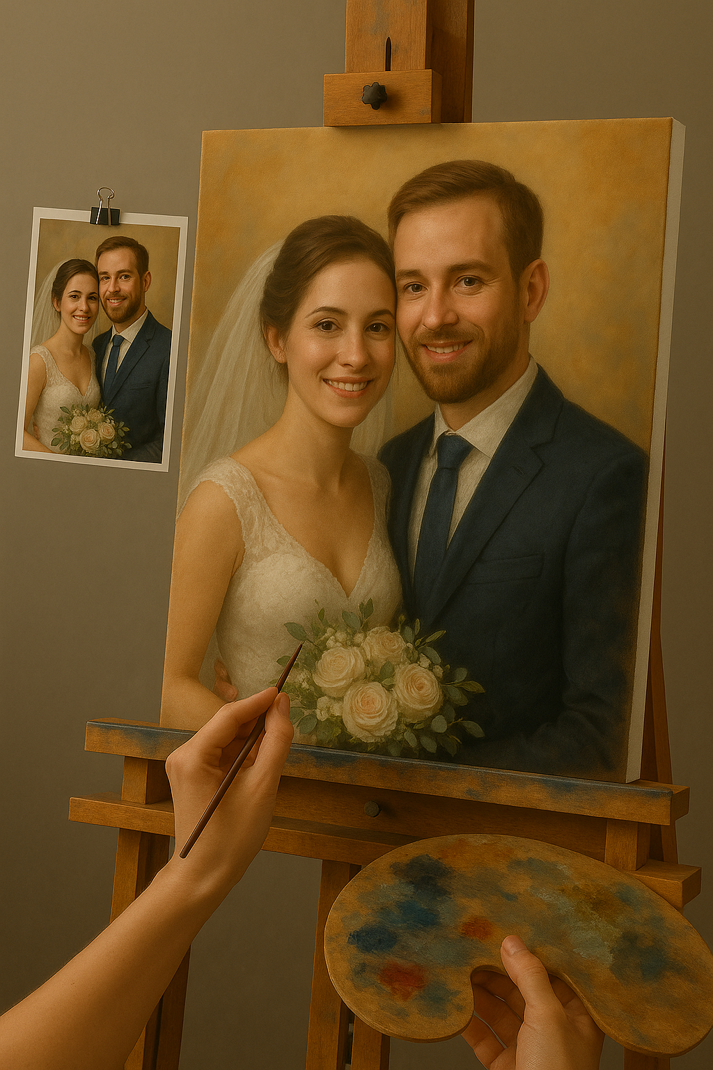 💍 לוח חתונה בהתאמה אישית – ציור בשמן רגש ואלגנטיות