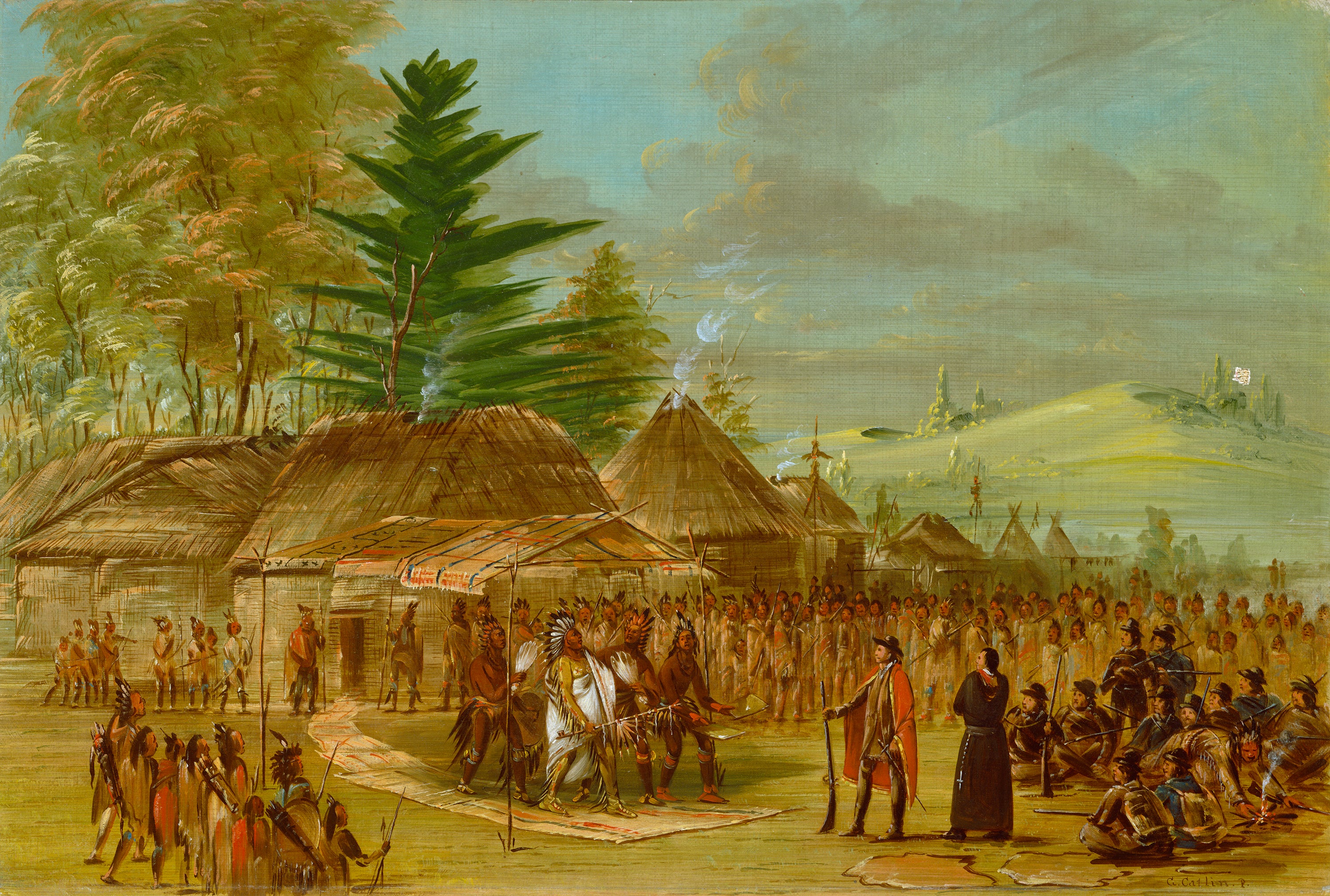 Chef des Indiens Taensa recevant La Salle. 20 mars 1682 - George Catlin