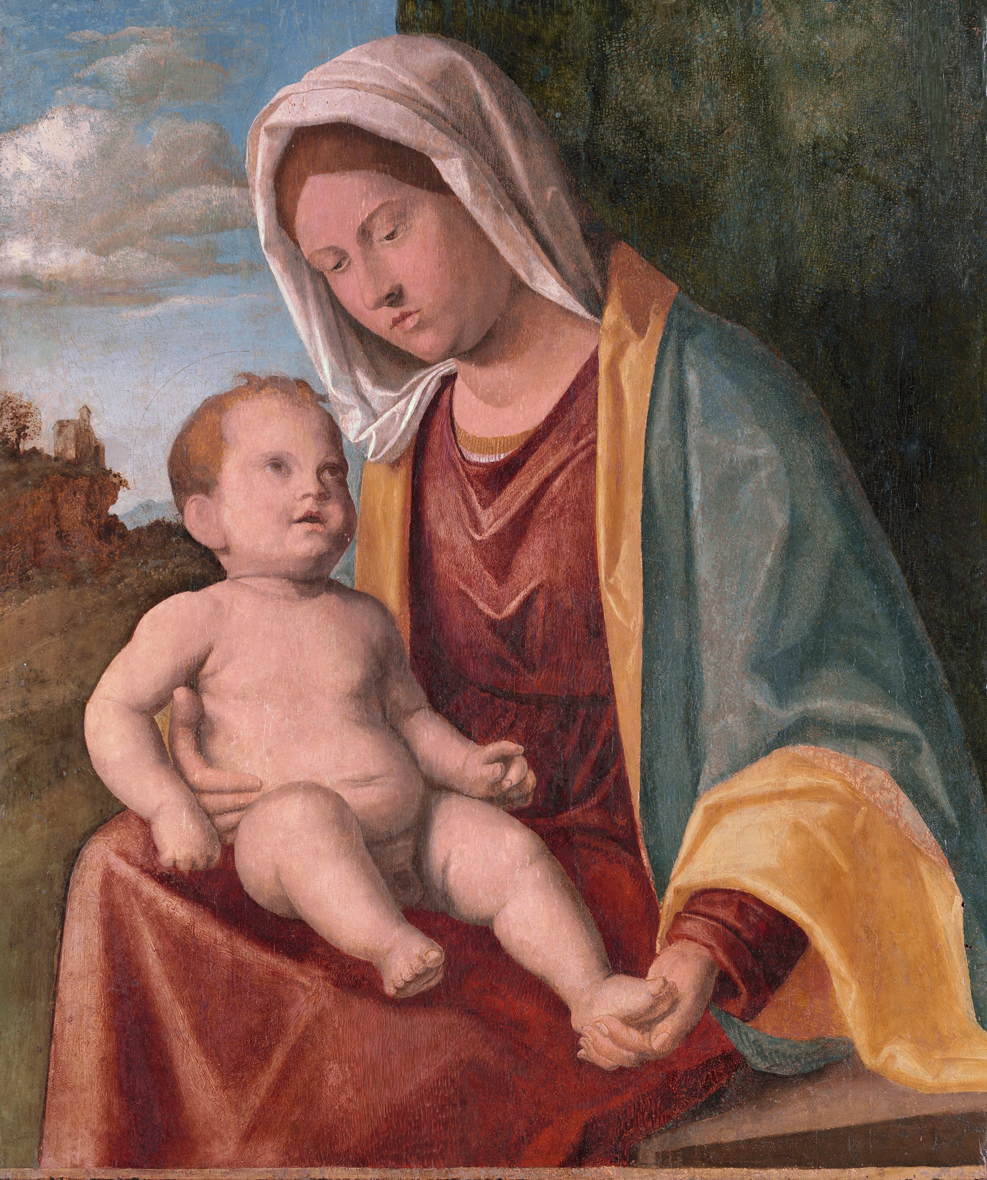 Vierge à l'Enfant devant un paysage drapé - Cima da Conegliano