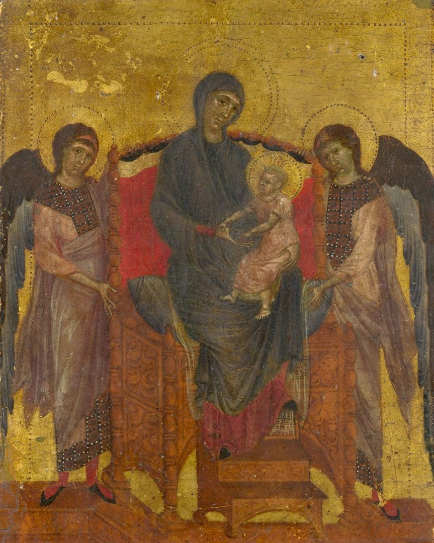 Vierge à l'Enfant trônant et entourée de deux anges - Cimabue