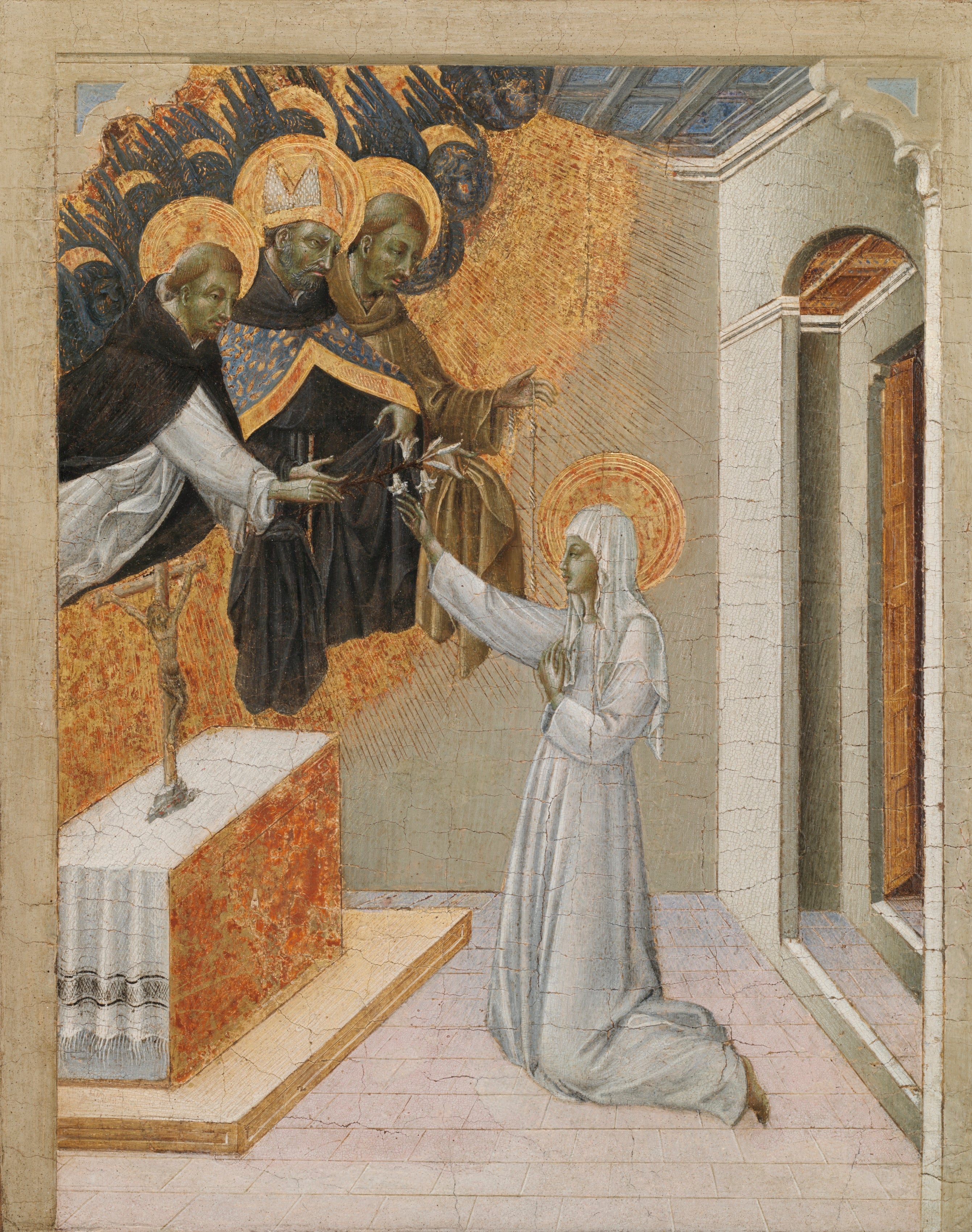 Panneau de prédelle d'un retable : Sainte Catherine de Sienne revêtue de l'habit dominicain - Giovanni di Paolo