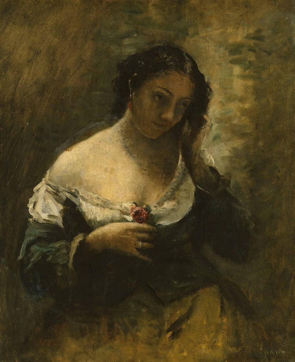 La fille à la rose - Jean-Baptiste Camille Corot