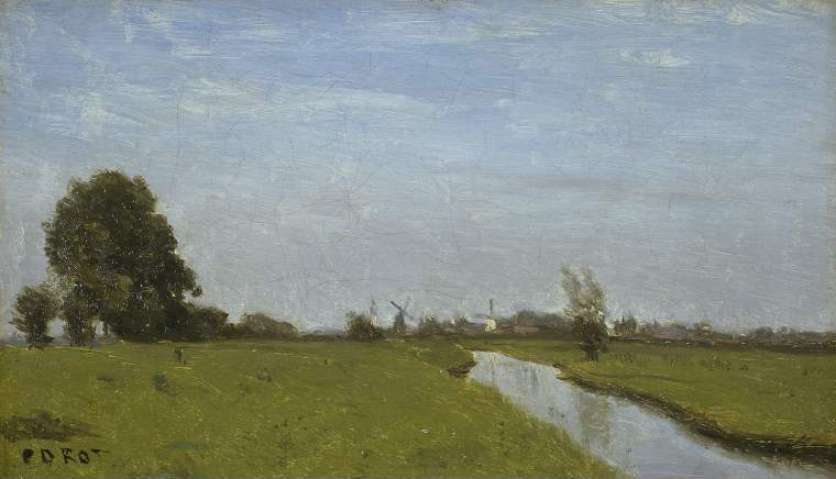 Cours d'eau en Hollande. Plaine - Jean-Baptiste Camille Corot