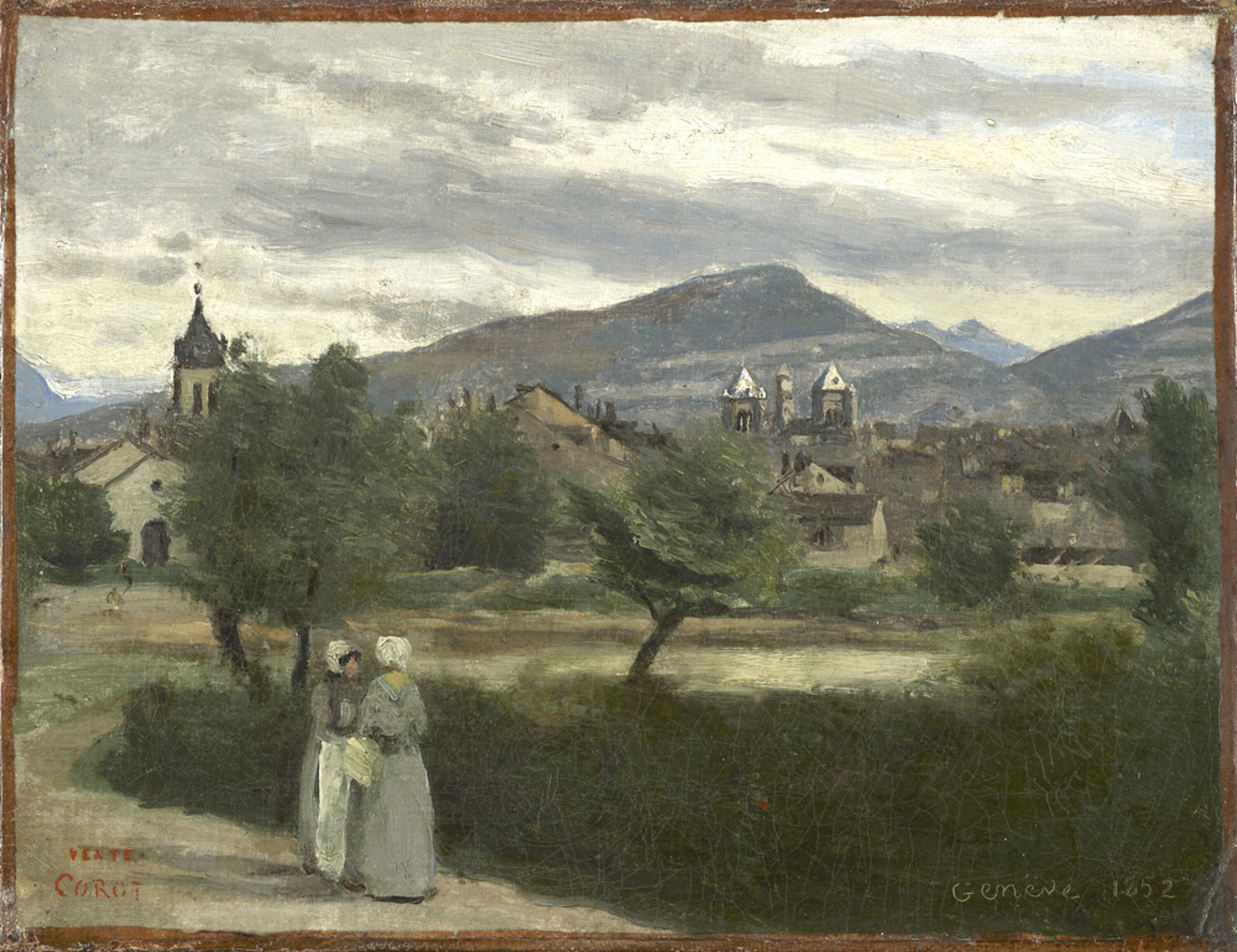 Genève. Vue prise de la campagne, avec le Petit Salève à l'horizon - Jean-Baptiste Camille Corot