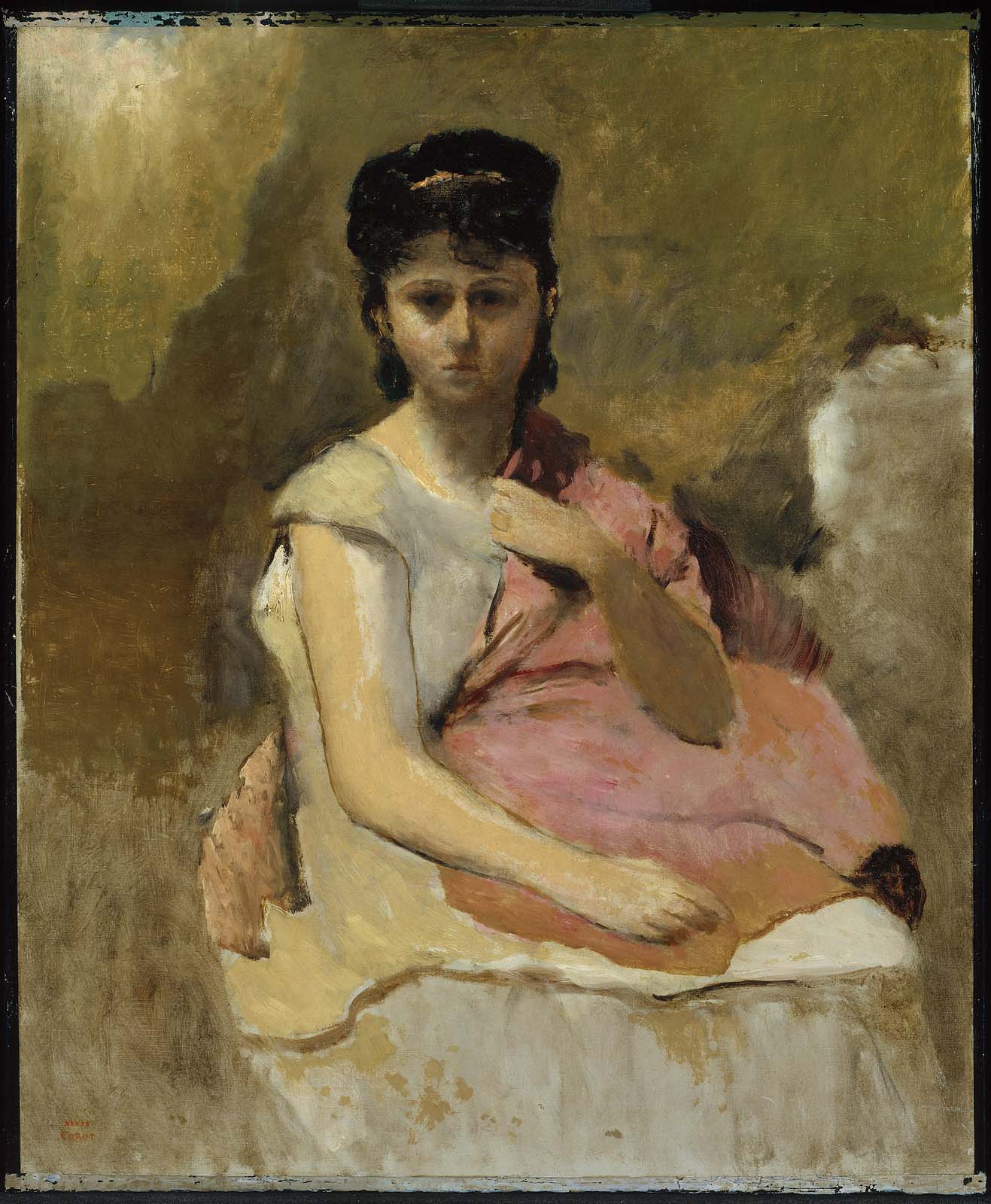Femme au châle rose - Jean-Baptiste Camille Corot