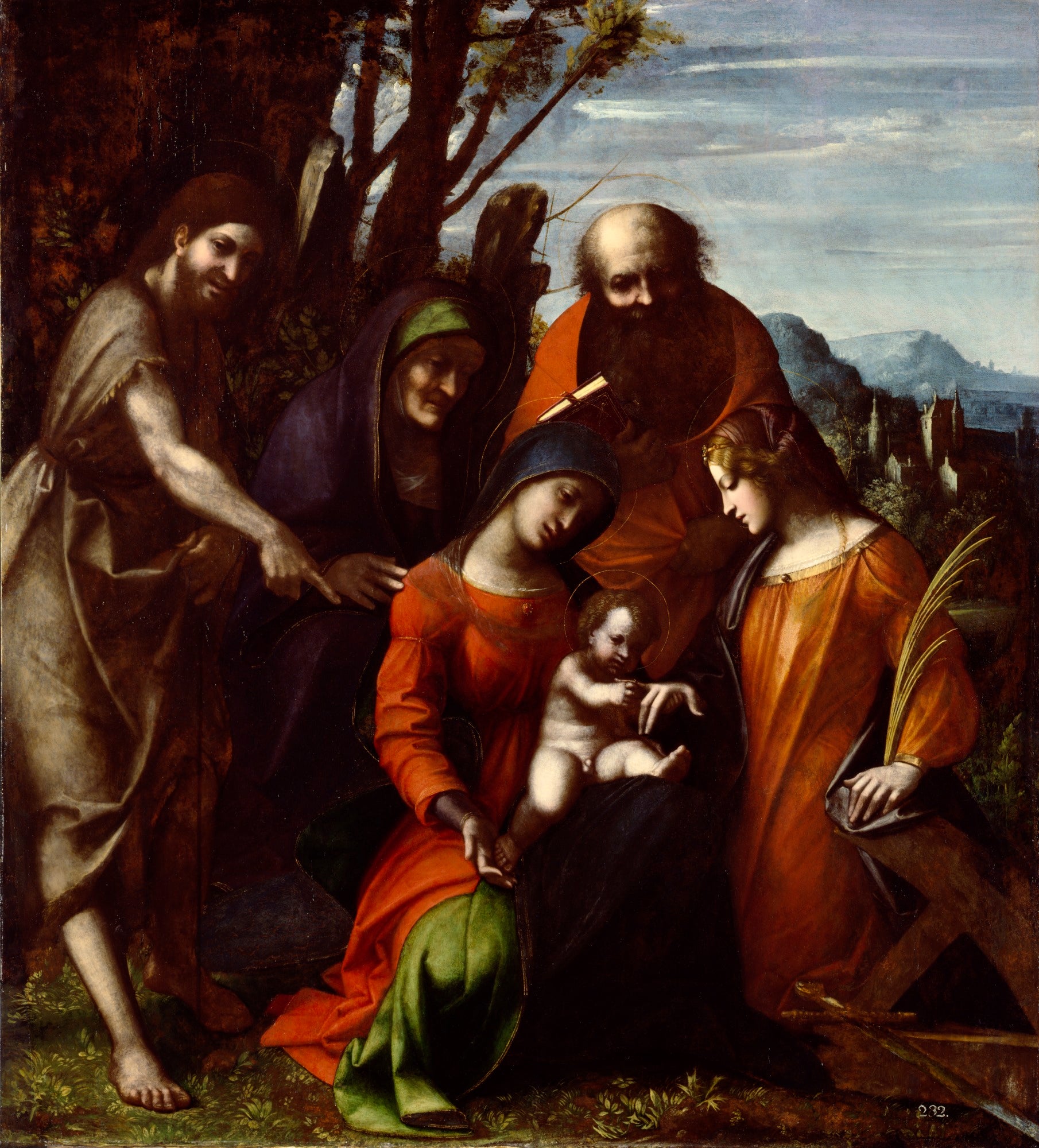 Mariage mystique de sainte Catherine d'Alexandrie et trois saints dans un paysage - Antonio da Correggio