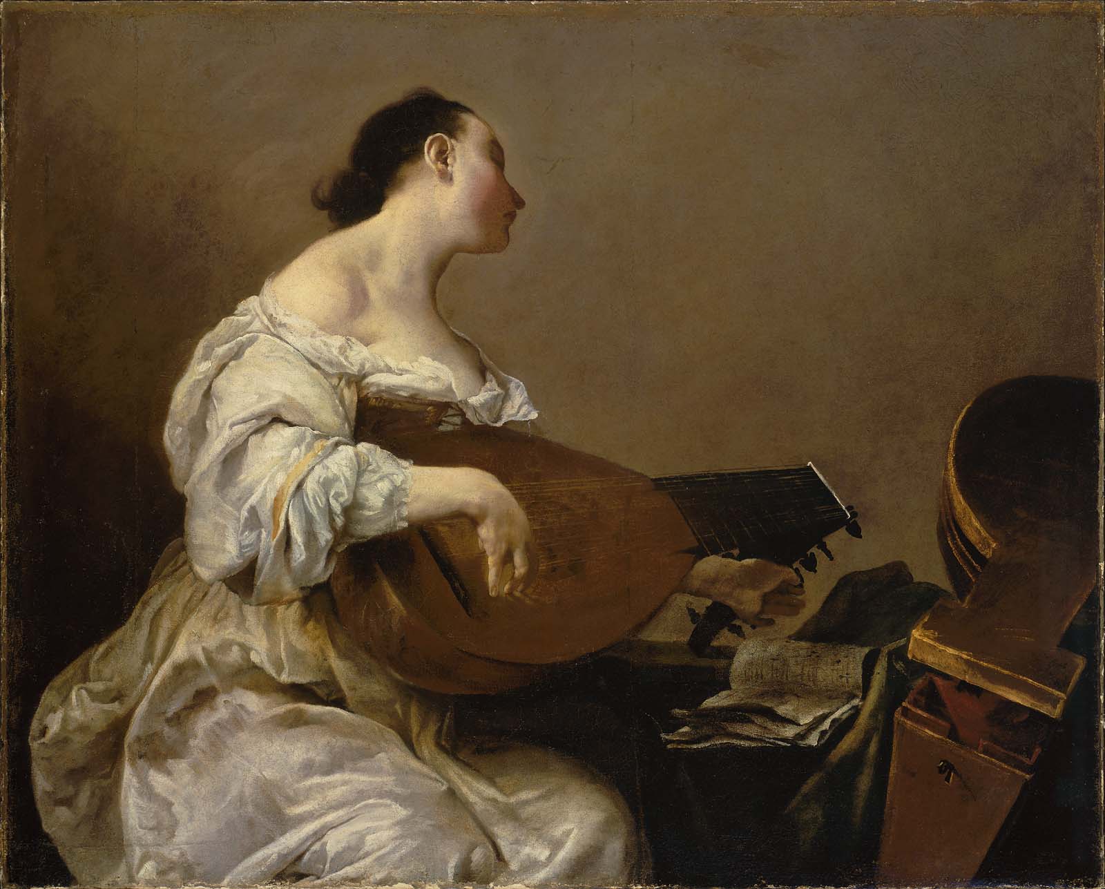 Femme jouant du luth - Giuseppe Maria Crespi