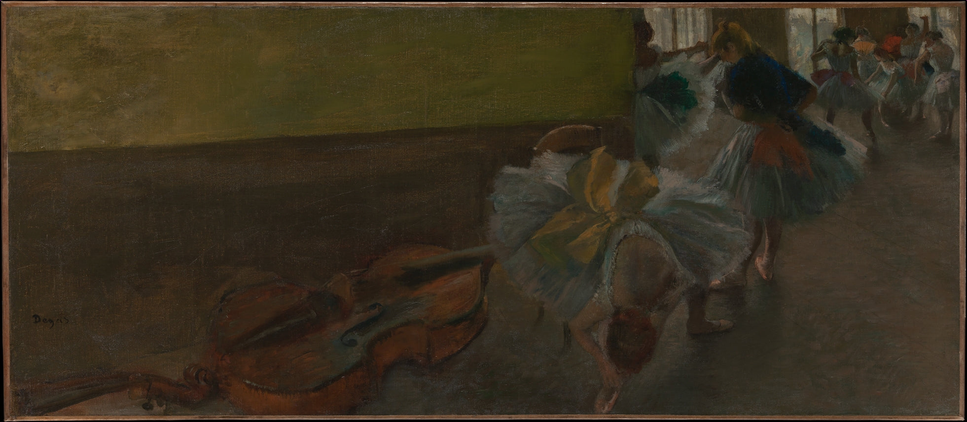 Reproduction du tableau « Danseurs dans la salle de répétition avec une contrebasse - Edgar Degas » par Alpha Reproduction en peinture à l’huile