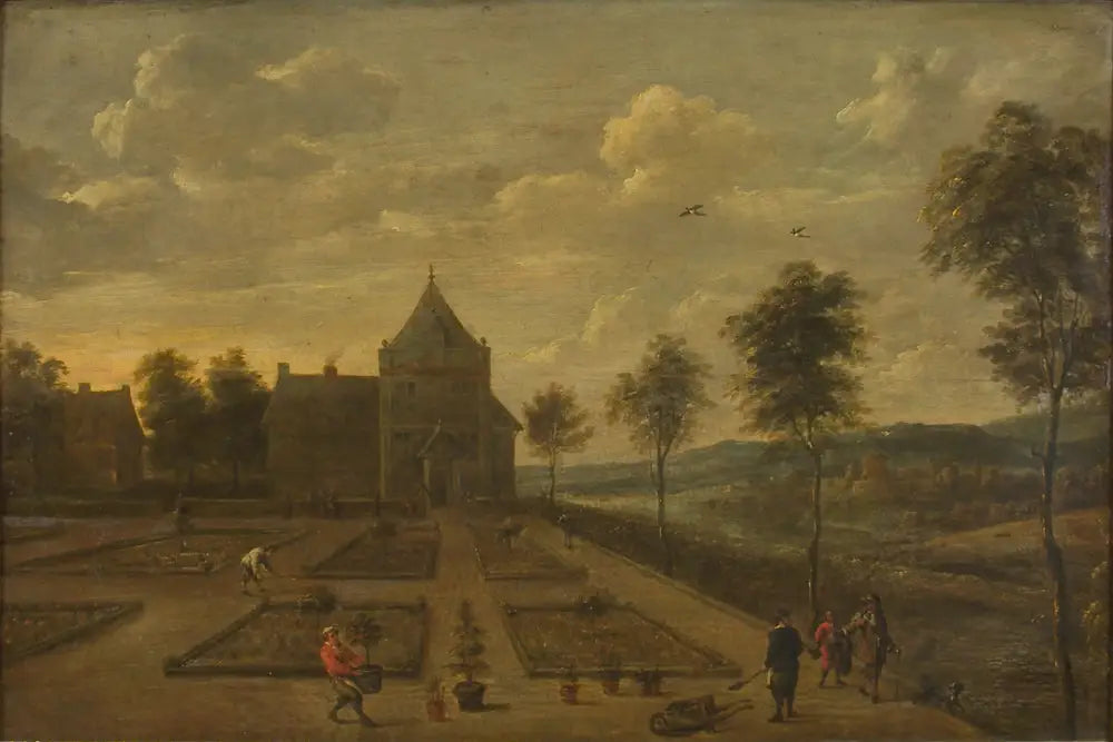 Un jardin devant une maison de campagne - David Teniers le Jeune - Alpha Reproduction