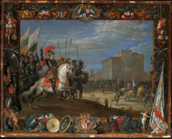 Don Antonio Moncada repousse l’attaque de Cabrera sur le château où réside la reine Bianca - David Teniers le Jeune