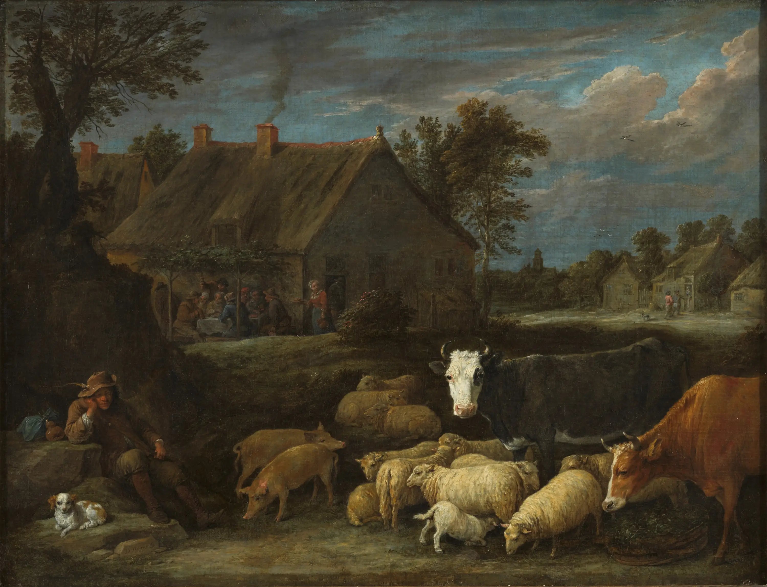 Troupeau dans un village - David Teniers le Jeune - Alpha Reproduction