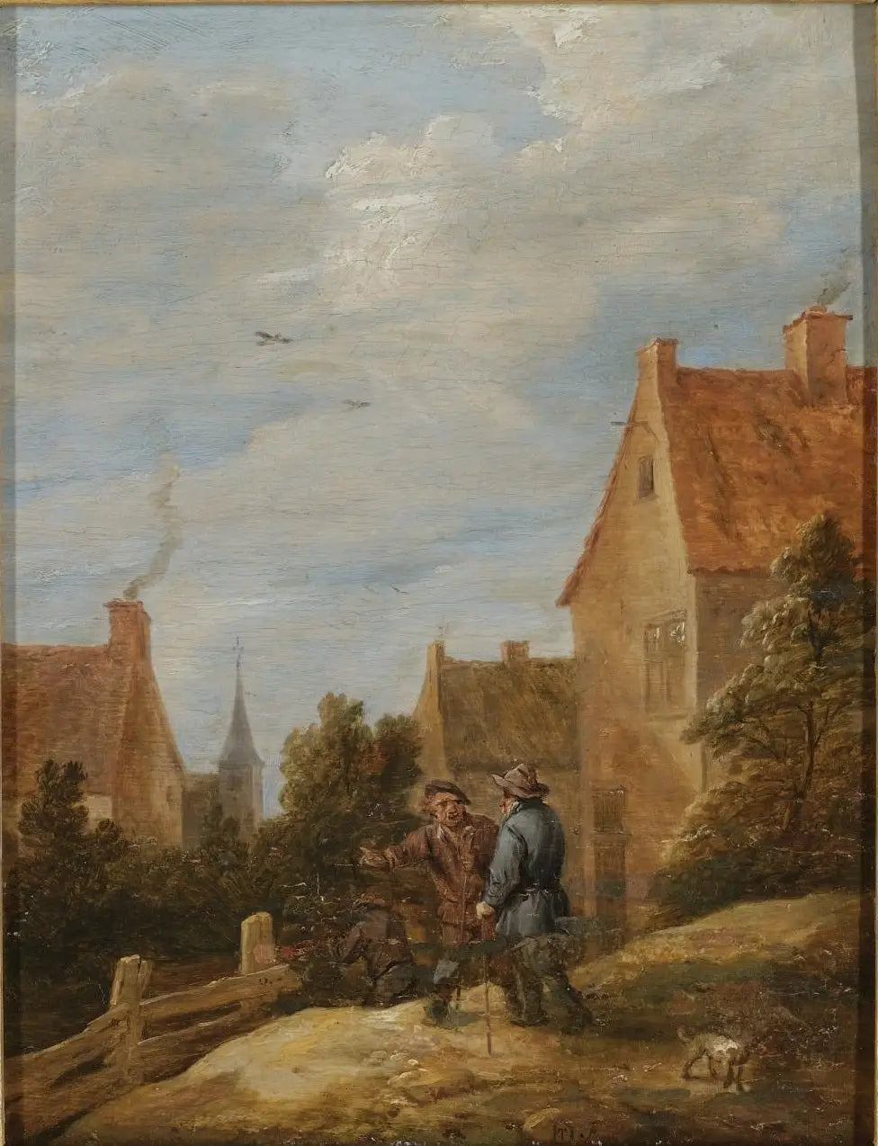 Paysans sur une route dans un village - David Teniers le Jeune - Alpha Reproduction