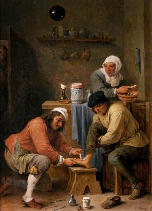 Un chirurgien soignant le pied d'un paysan - David Teniers le Jeune