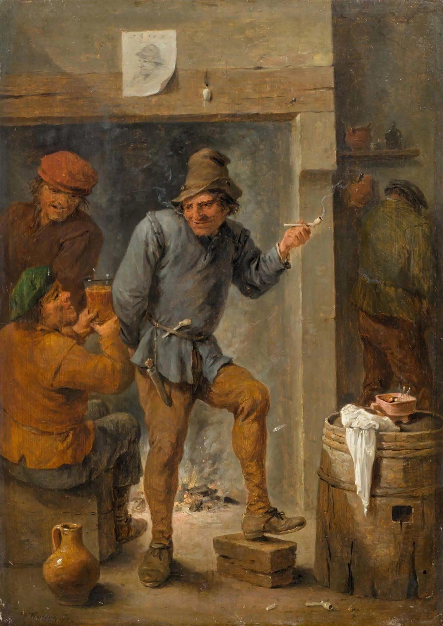 Hommes fumant et buvant dans une taverne - David Teniers le Jeune - Alpha Reproduction