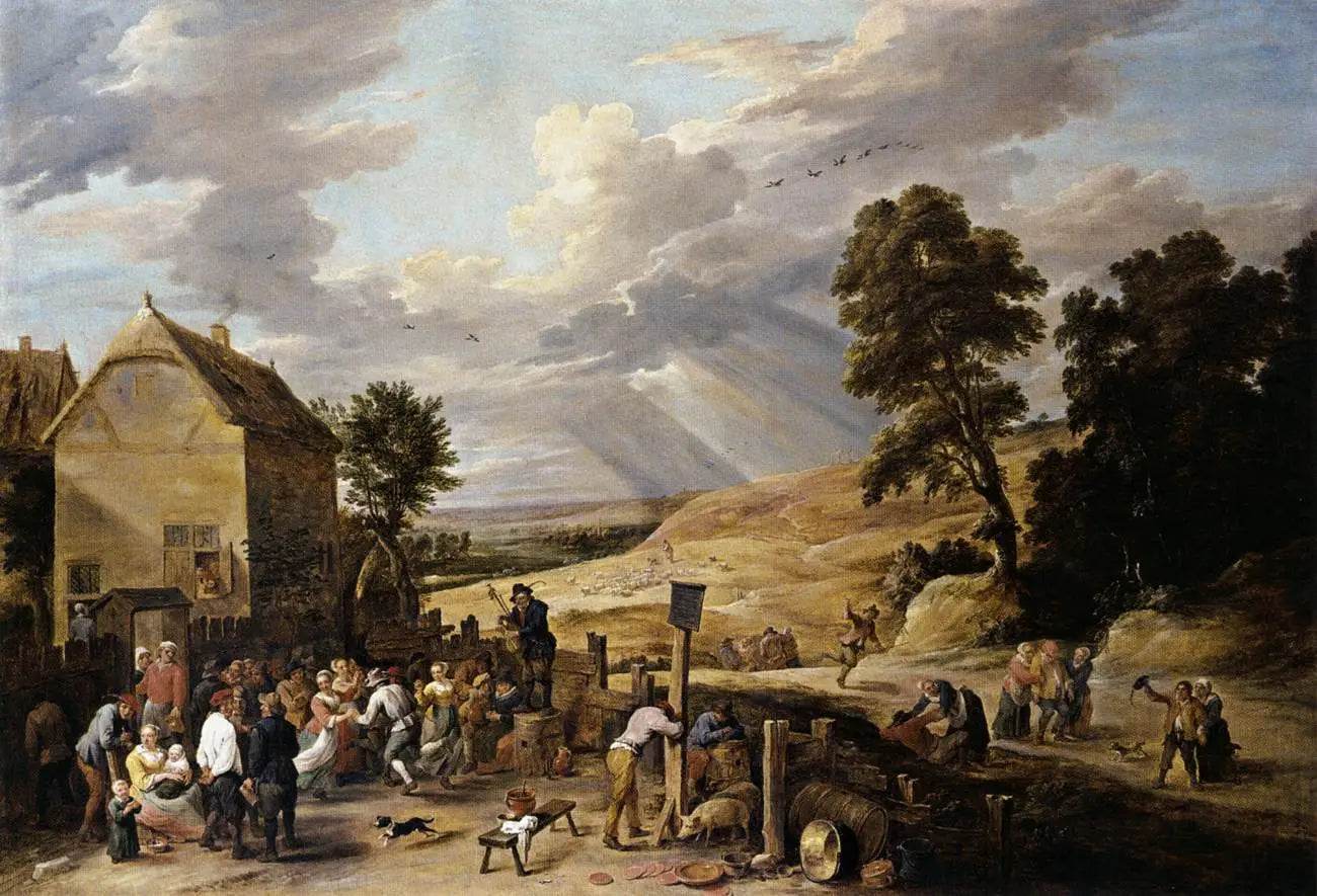 Paysans dansant devant une auberge - David Teniers le Jeune - Alpha Reproduction
