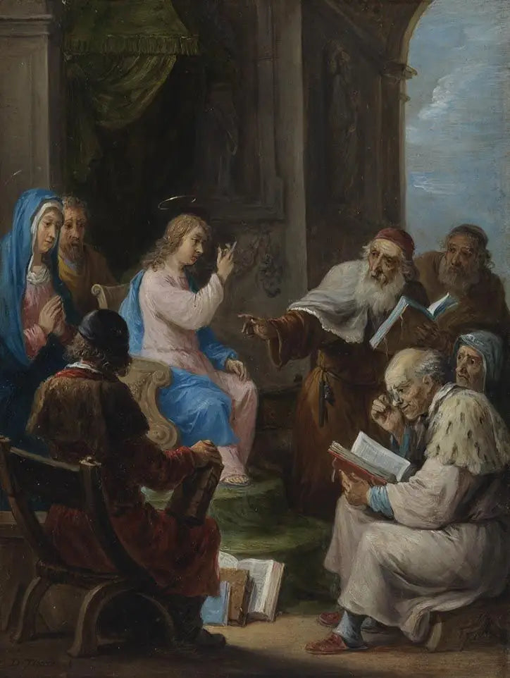 Les quinze secrets du rosaire: le Christ de douze ans parmi les docteurs du temple - David Teniers le Jeune - Alpha