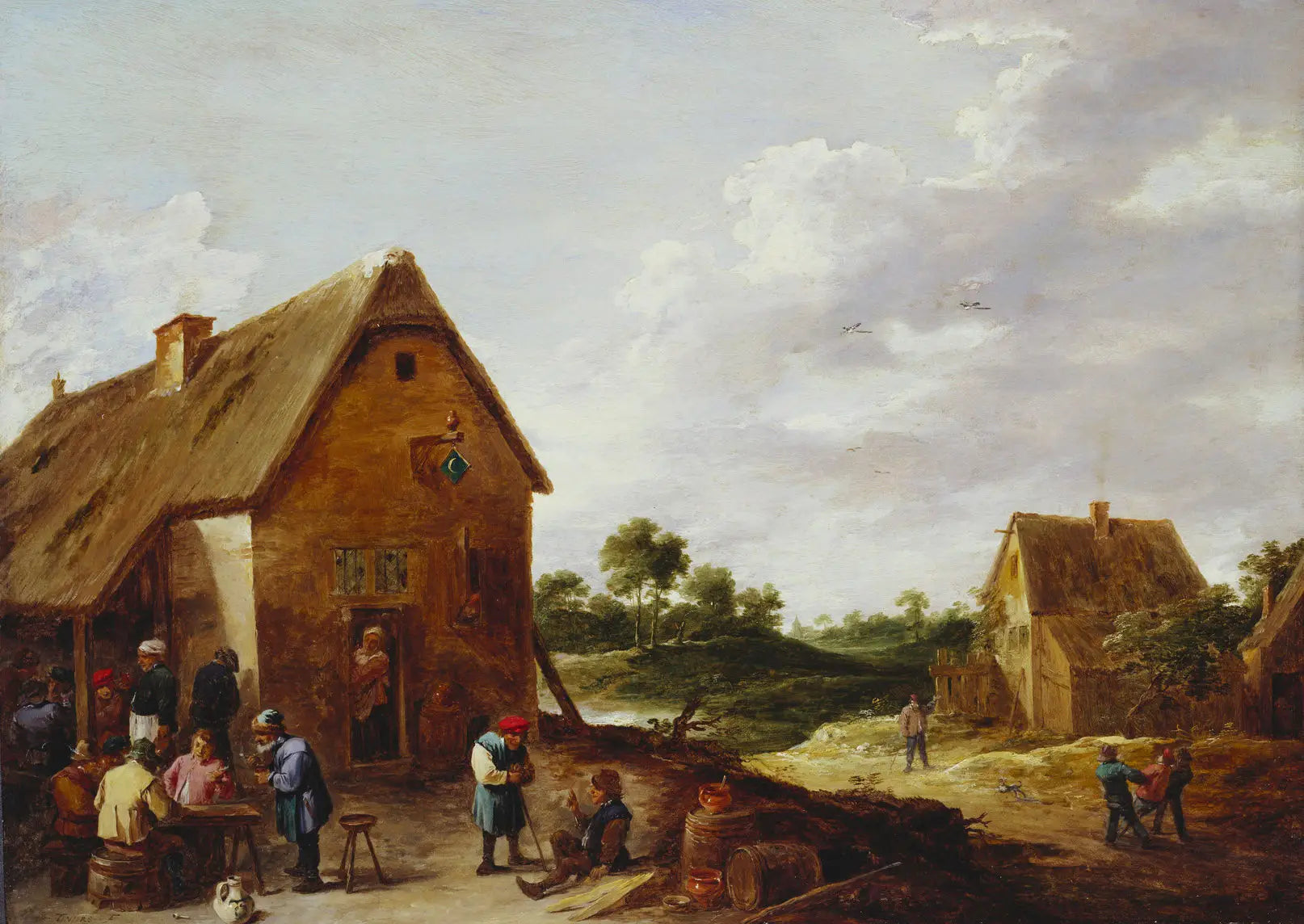 Paysans devant une auberge de campagne - David Teniers le Jeune - Alpha Reproduction