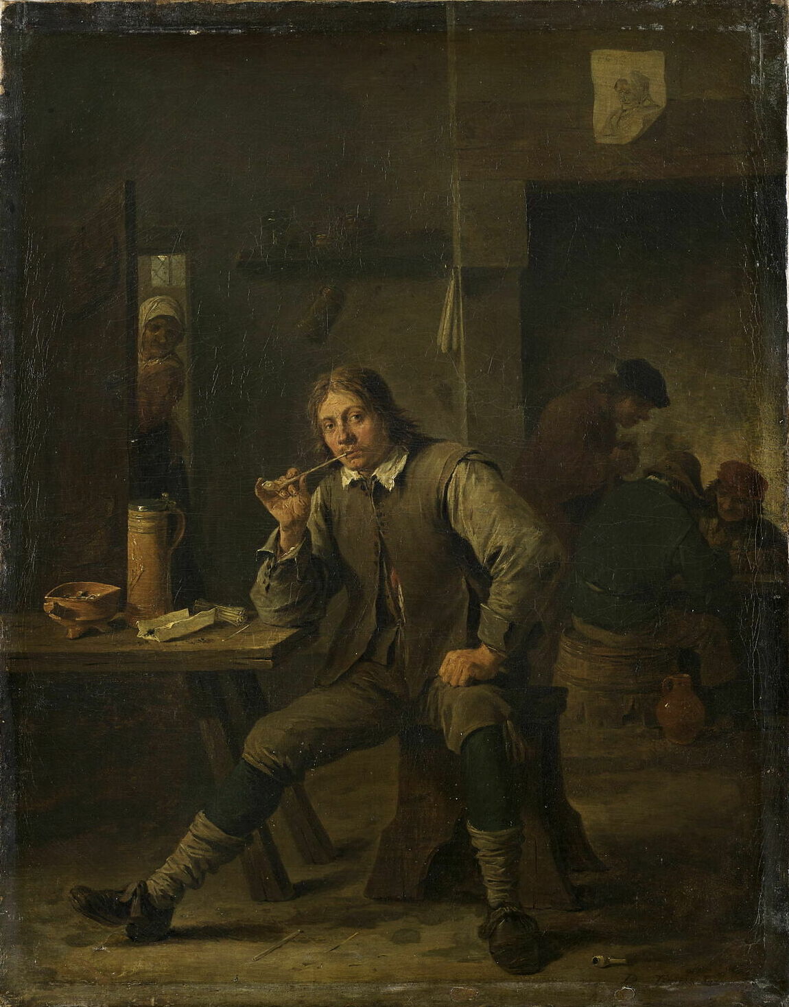 Fumeur accoudé à une table - David Teniers le Jeune