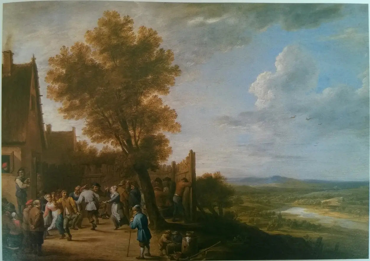 Danse du village avec vue sur une rivière - David Teniers le Jeune - Alpha Reproduction