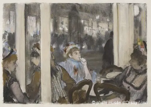 Reproduction du tableau « Femmes à la terrasse d'un café le soir - Edgar Degas » par Alpha Reproduction en peinture à l’huile