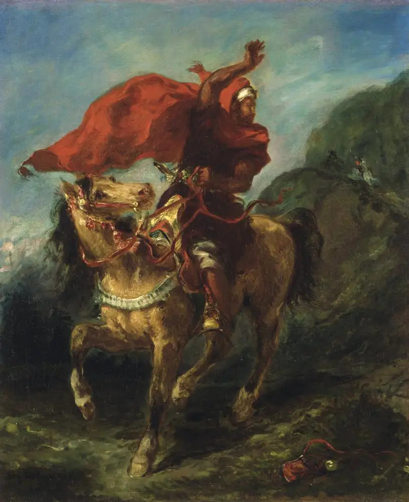 Reproduction du tableau « Cavalier arabe donnant un signal - Eugène Delacroix » par Alpha Reproduction en peinture à l’huile