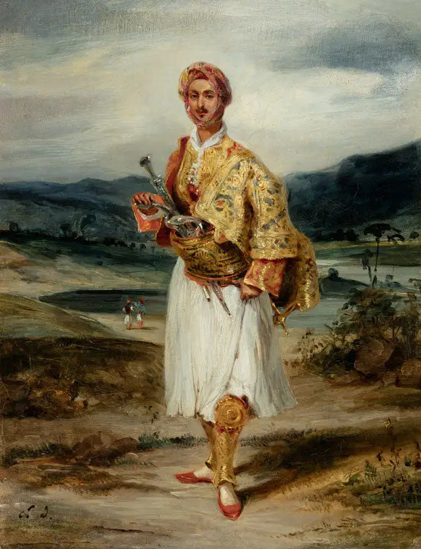 Reproduction du tableau « Comte Palatiano en costume de Suliot - Eugène Delacroix » par Alpha Reproduction en peinture à l’huile