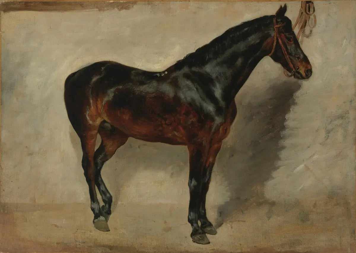 Reproduction du tableau « Cheval bai-brun à l'attache - Eugène Delacroix » par Alpha Reproduction en peinture à l’huile
