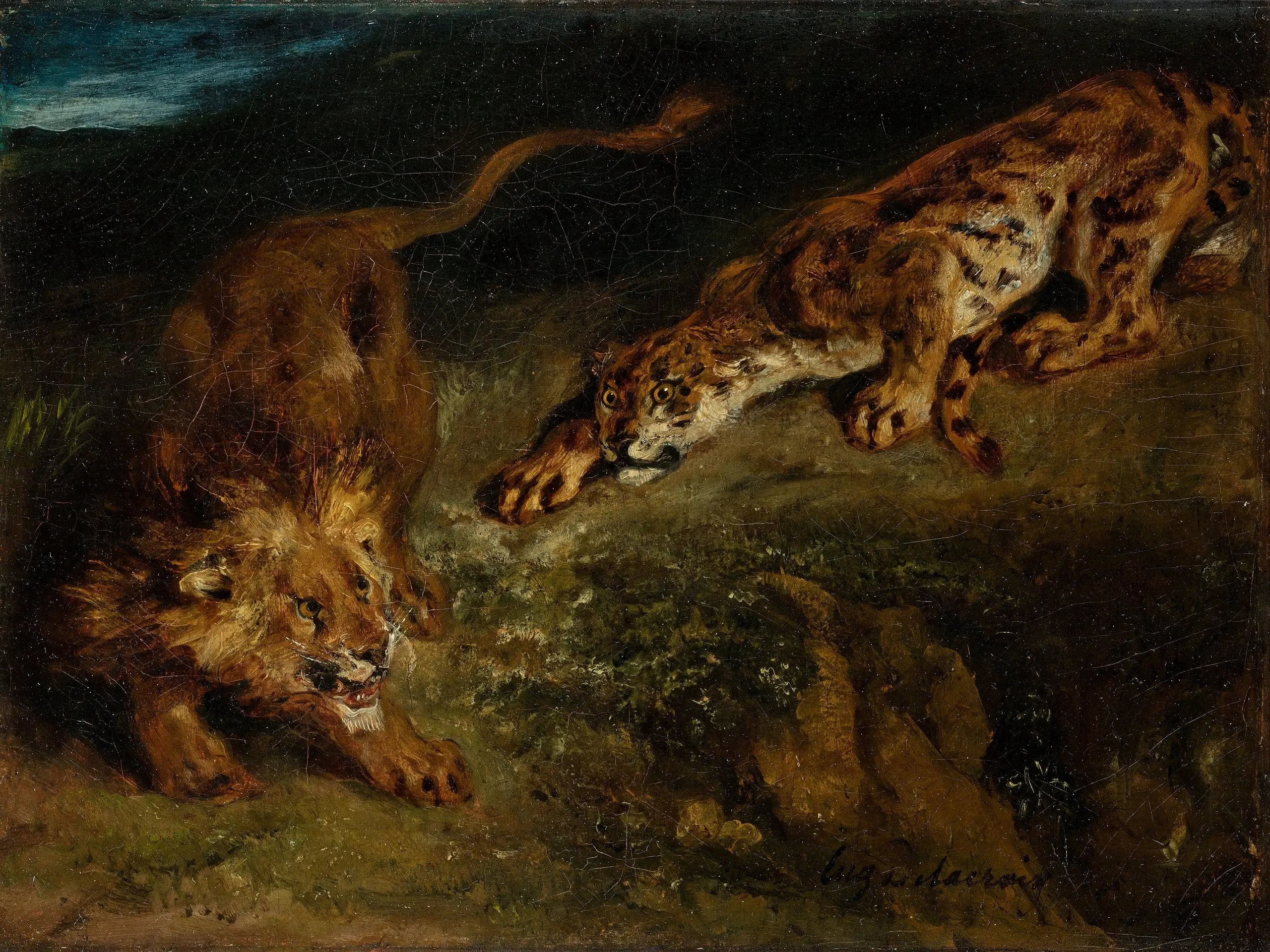 Reproduction du tableau « Tigre et Lion - Eugène Delacroix » par Alpha Reproduction en peinture à l’huile