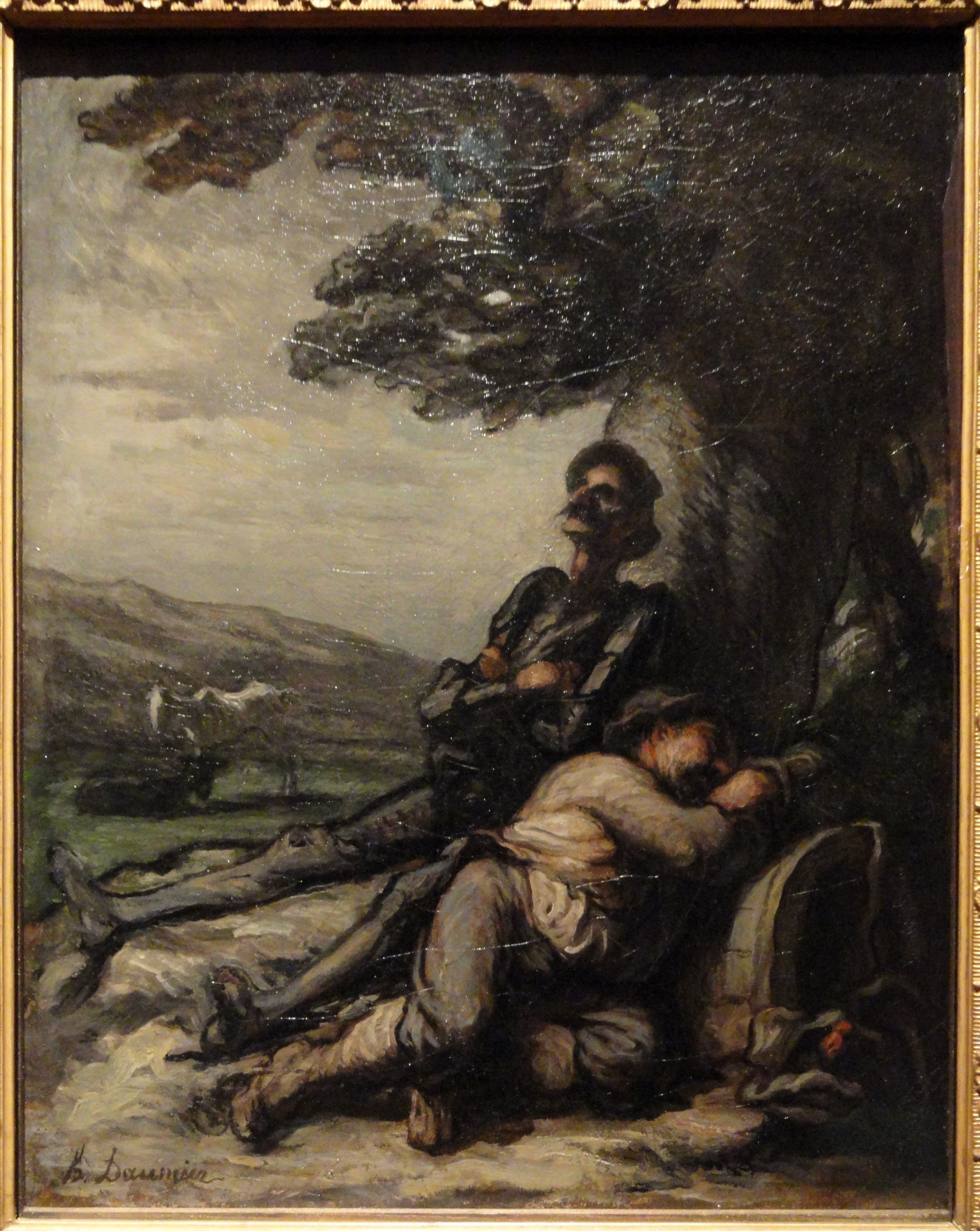 Don Quichotte et Sancho Panza se reposant sous un arbre - Honoré Daumier