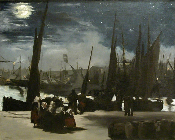 Reproduction du tableau « Clair de lune sur le port de Boulogne - Édouard Manet » par Alpha Reproduction en peinture à l’huile