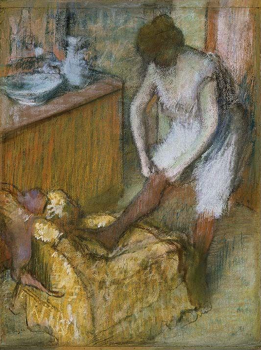 Reproduction du tableau « Femme portant des chaussettes - Edgar Degas » par Alpha Reproduction en peinture à l’huile