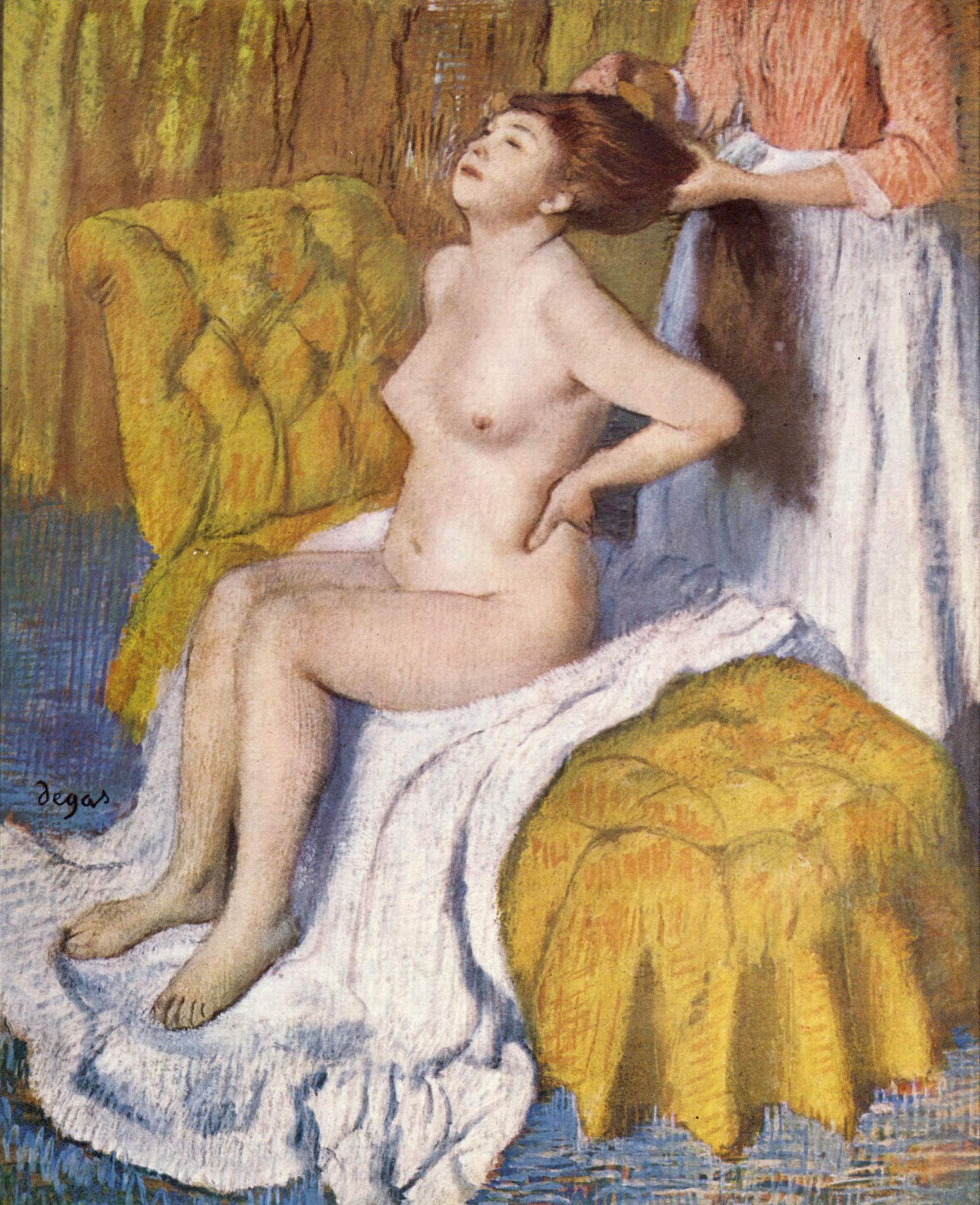 Reproduction du tableau « Femme se faisant peigner les cheveux - Edgar Degas » par Alpha Reproduction en peinture à l’huile