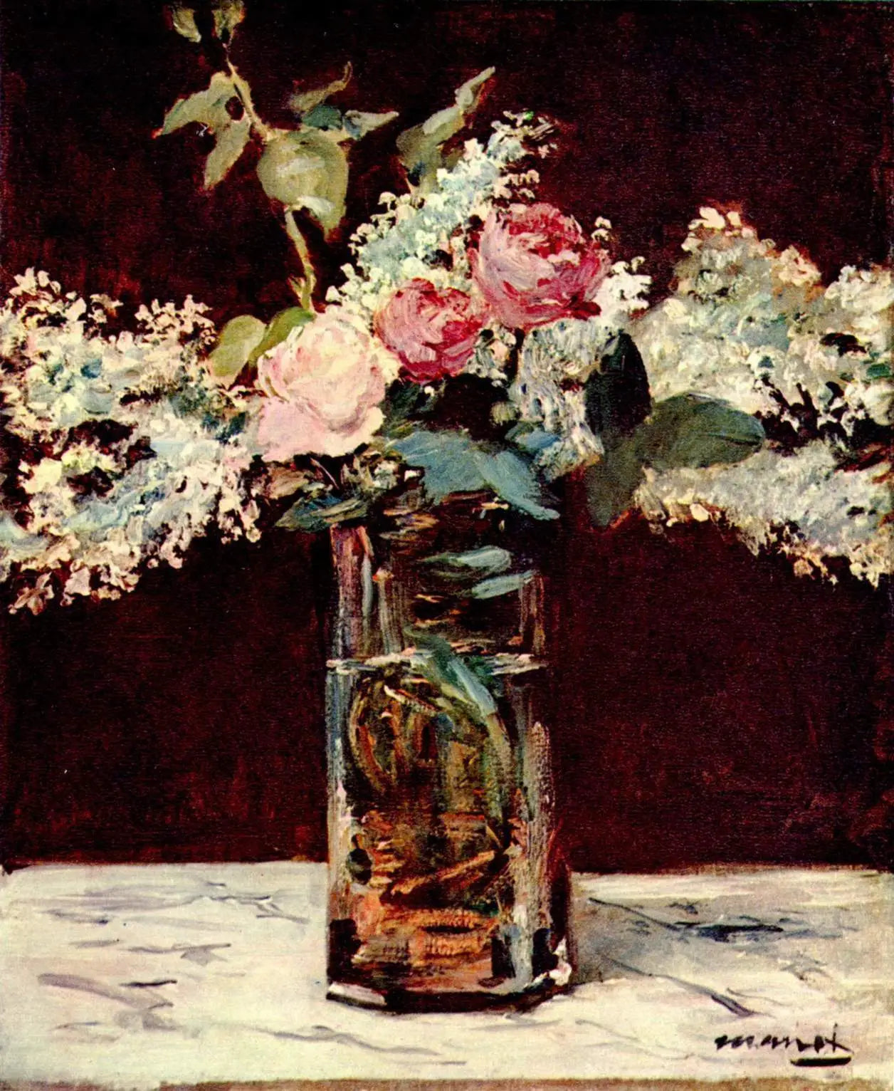 Reproduction du tableau « Lila et Roses - Édouard Manet » par Alpha Reproduction en peinture à l’huile