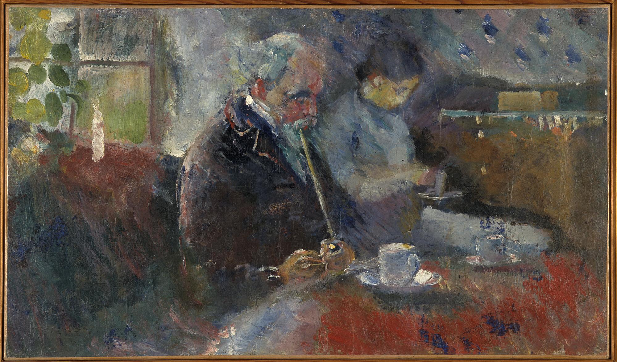 Reproduction du tableau « À la table du café - Edvard Munch » par Alpha Reproduction en peinture à l’huile
