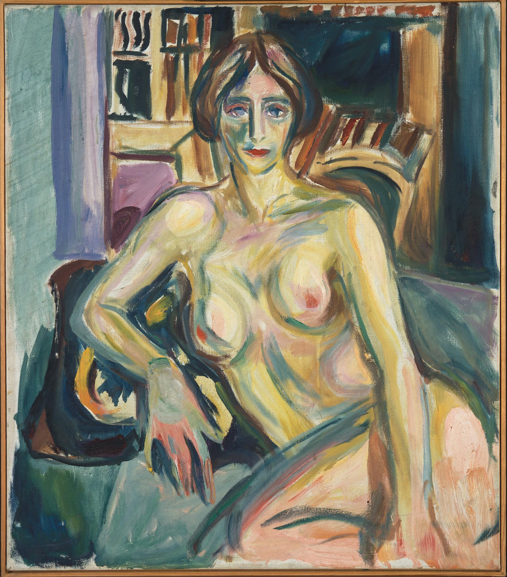 Reproduction du tableau « Nu, assis sur le canapé - Edvard Munch » par Alpha Reproduction en peinture à l’huile