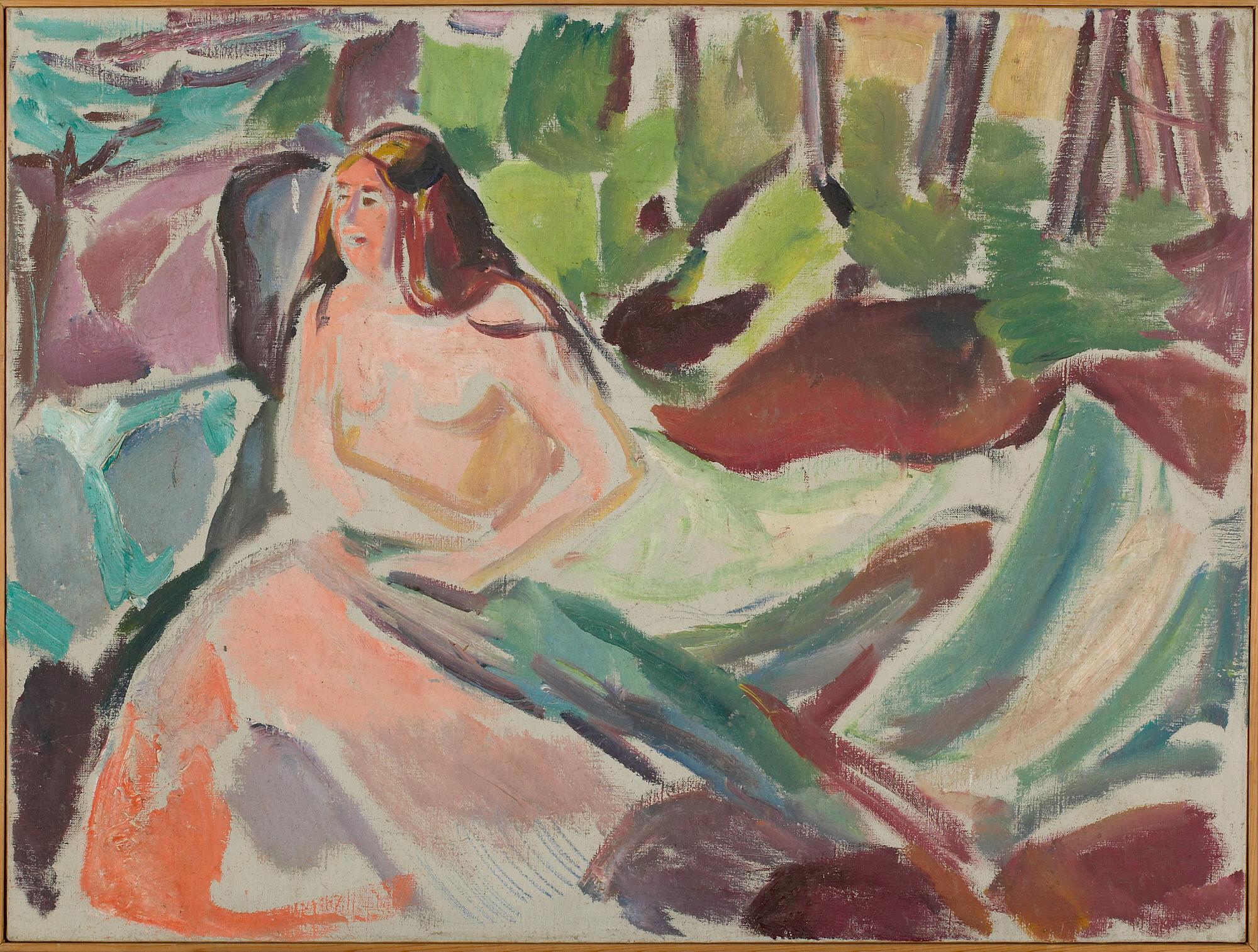 Reproduction du tableau « Nu en forêt - Edvard Munch » par Alpha Reproduction en peinture à l’huile