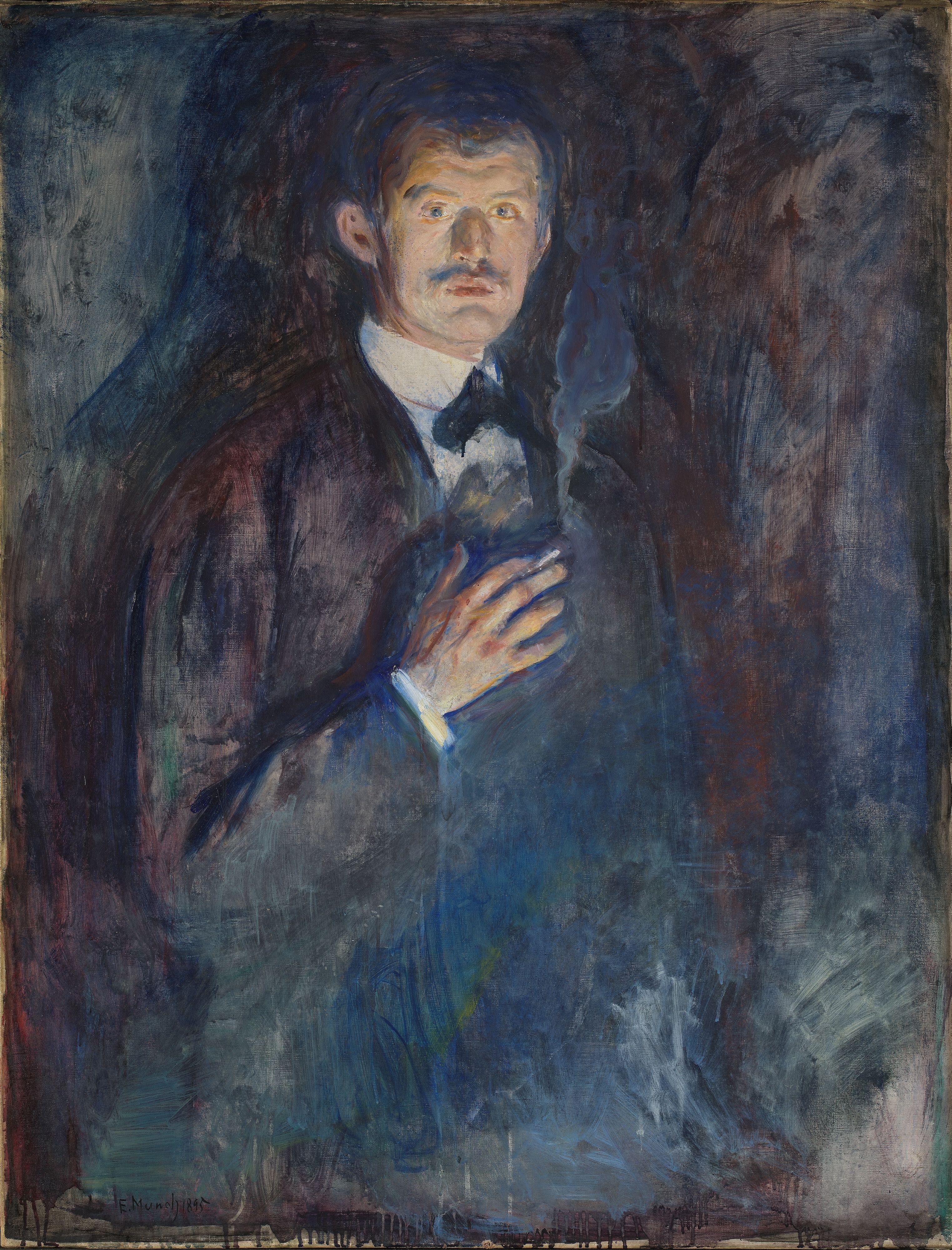Reproduction du tableau « Autoportrait à la cigarette - Edvard Munch » par Alpha Reproduction en peinture à l’huile
