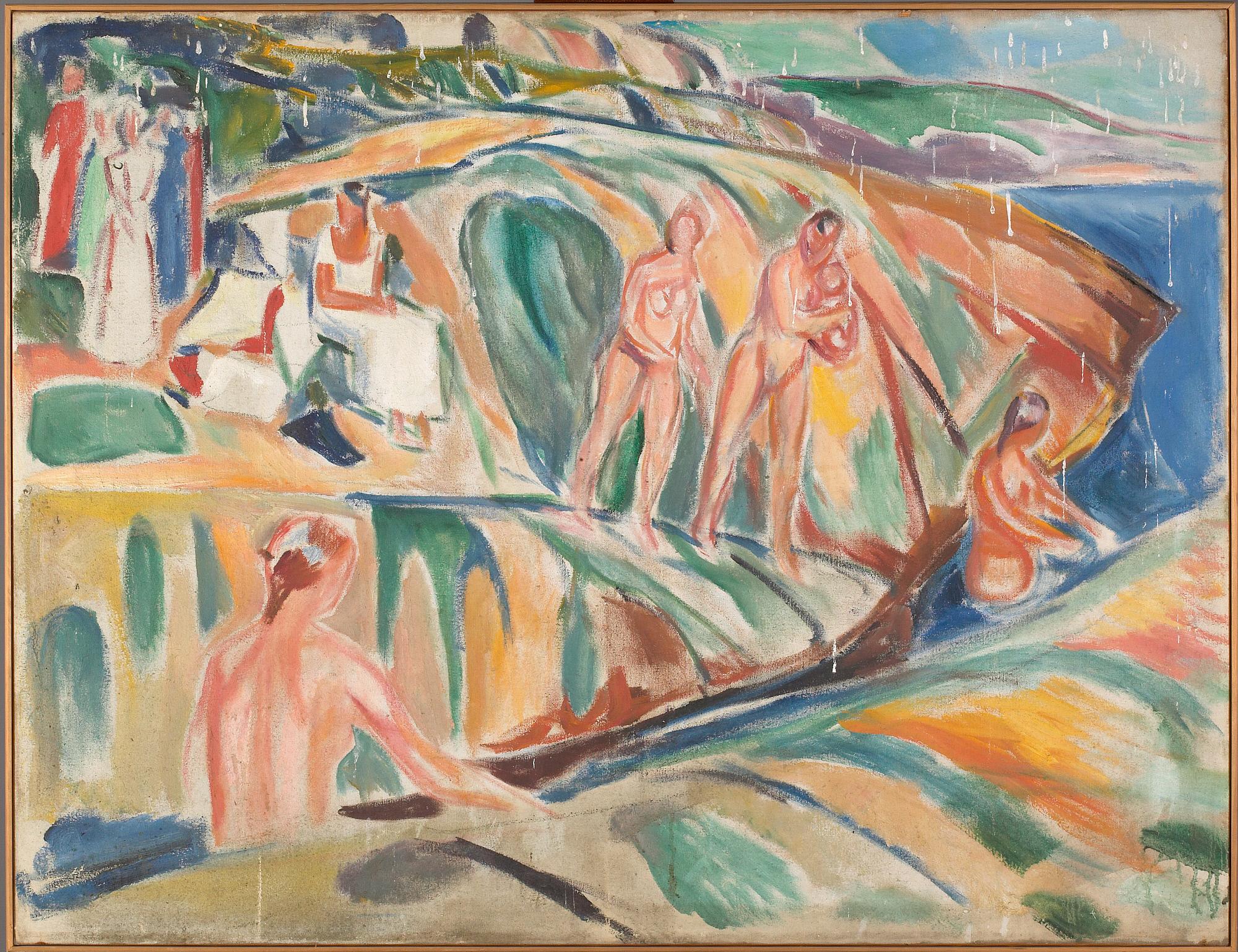 Reproduction du tableau « Femmes prenant un bain de soleil sur les roches - Edvard Munch » par Alpha Reproduction en peinture à l’huile