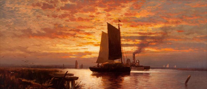 Fin de la journée, port de New York - Edward Moran