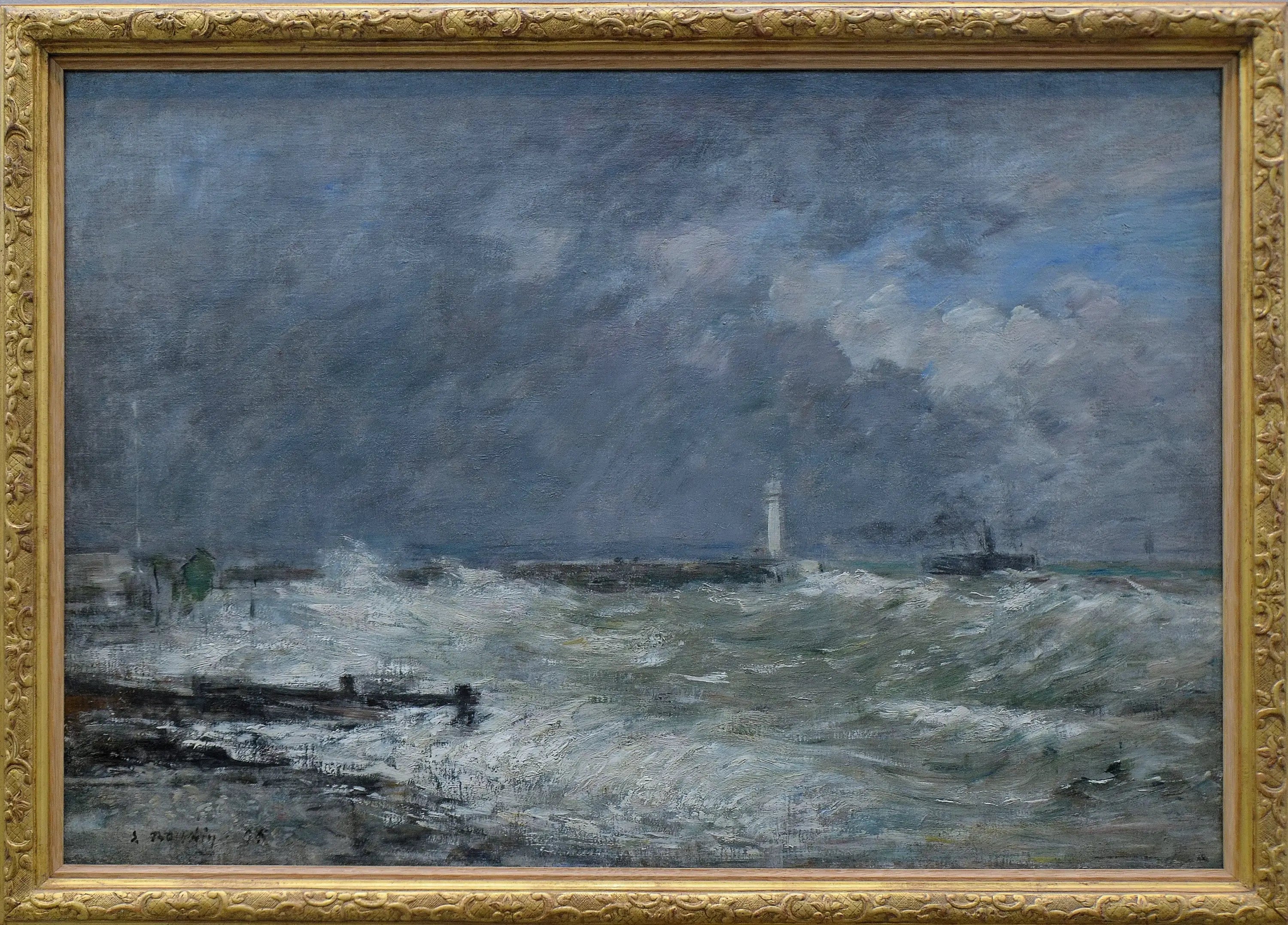 Reproduction du tableau « Entrée des jetées du Havre par gros temps - Eugène Boudin » par Alpha Reproduction en peinture à l’huile