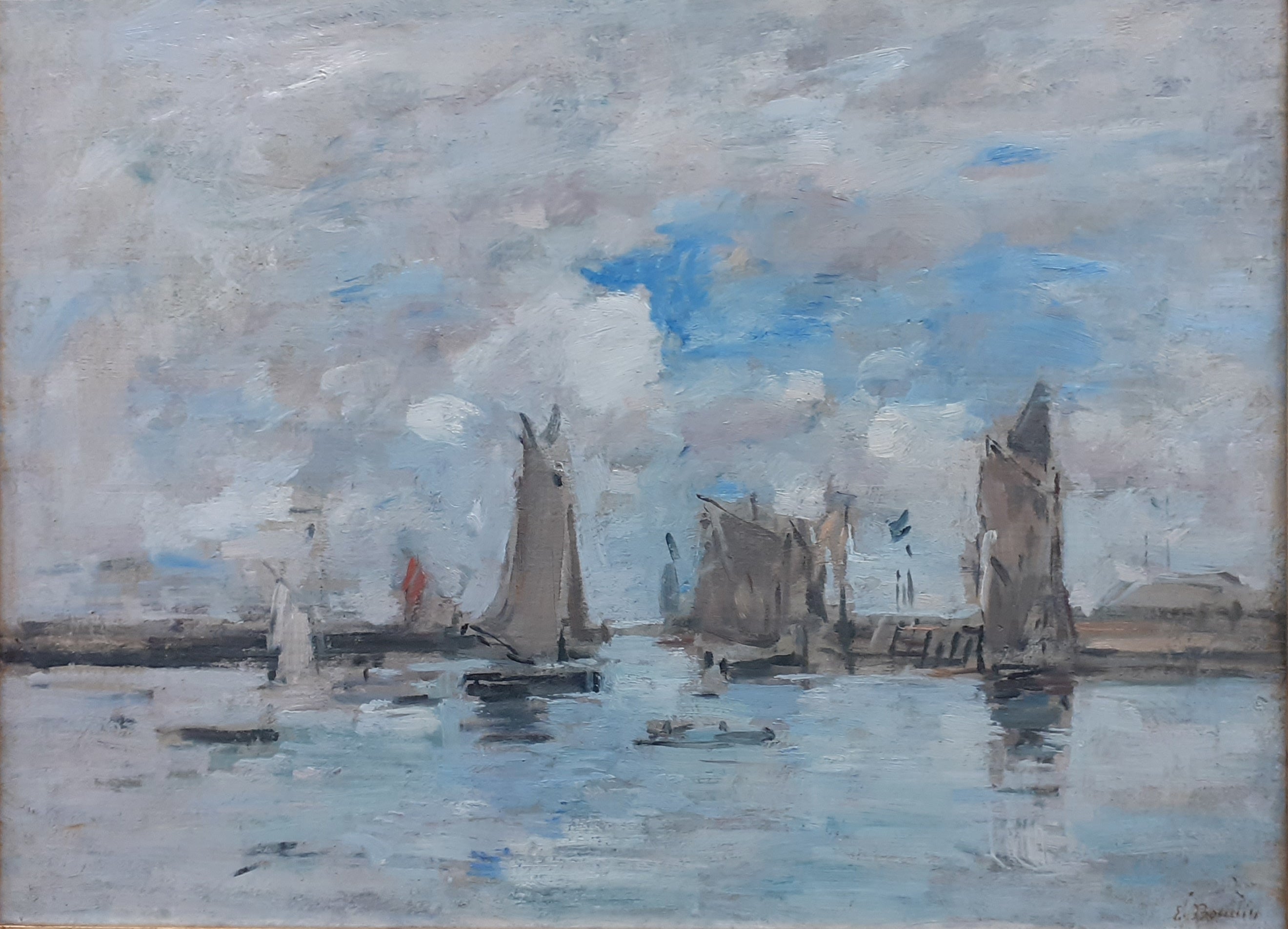 Reproduction du tableau « L'Entrée du port de Trouville - Eugène Boudin » par Alpha Reproduction en peinture à l’huile